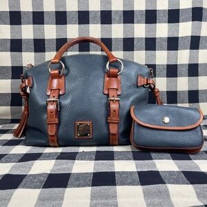 Dooney & Bourke Dark Grey Pebbled Leather Domed Satchel & Wristlet, R266C-UEC